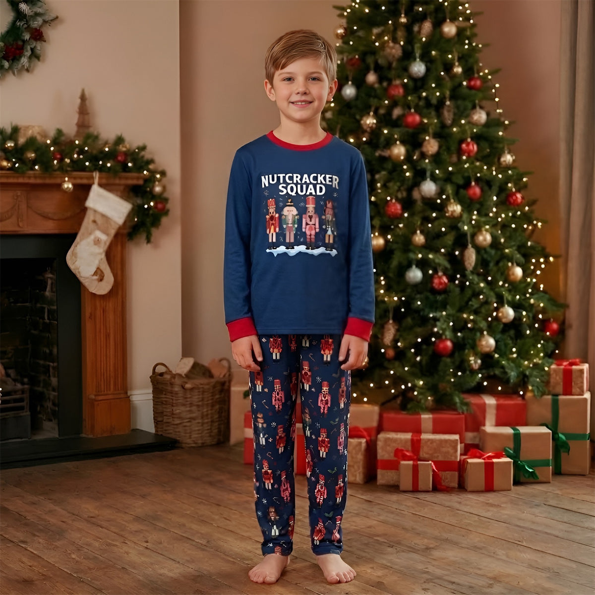 Christmas Family Pajamas Blue Nutcracker Soldier Print Matching Family Christmas Pajamas CHP-102