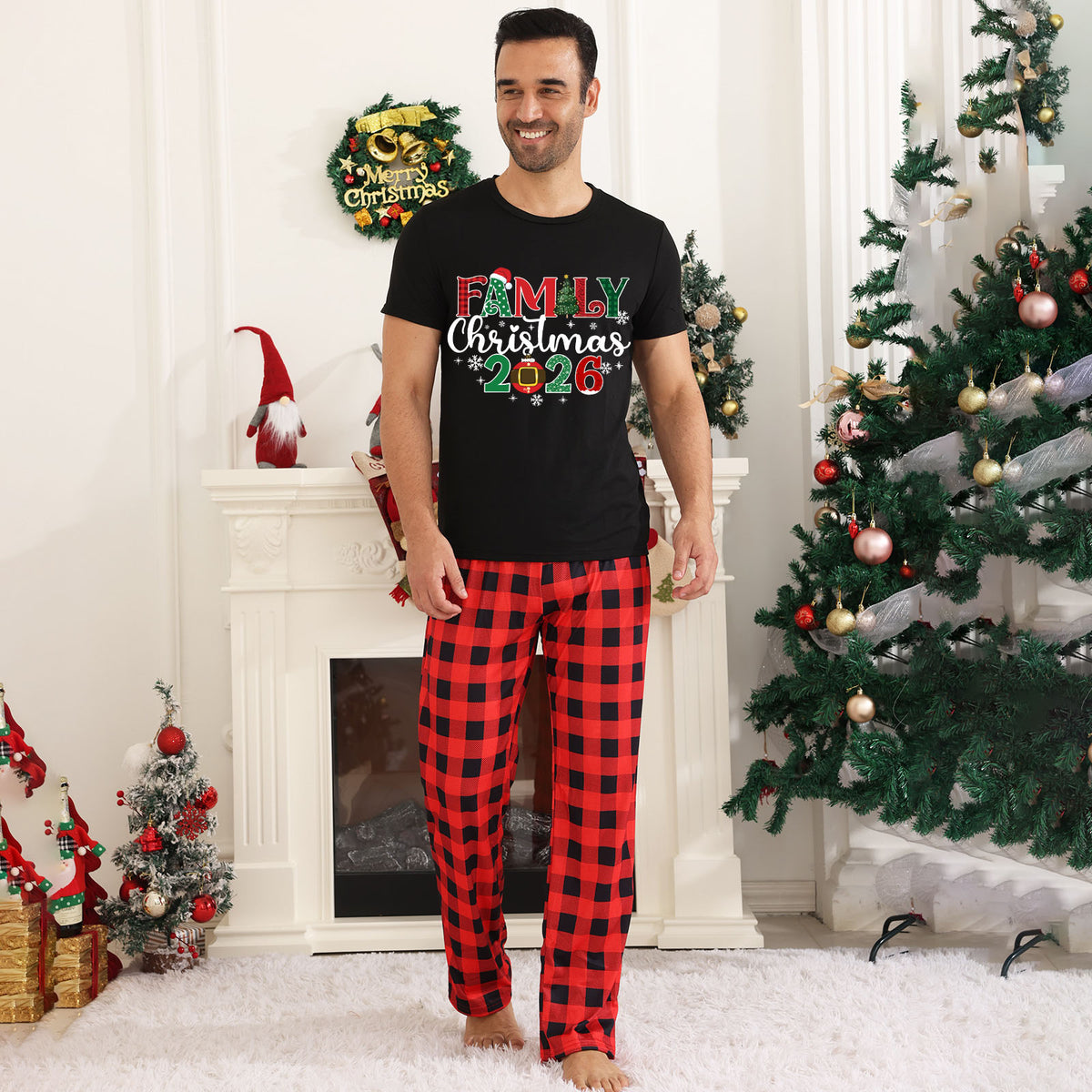 Christmas Pajamas for Family Photos Festive Family Lettering Christmas PJs CHP-29