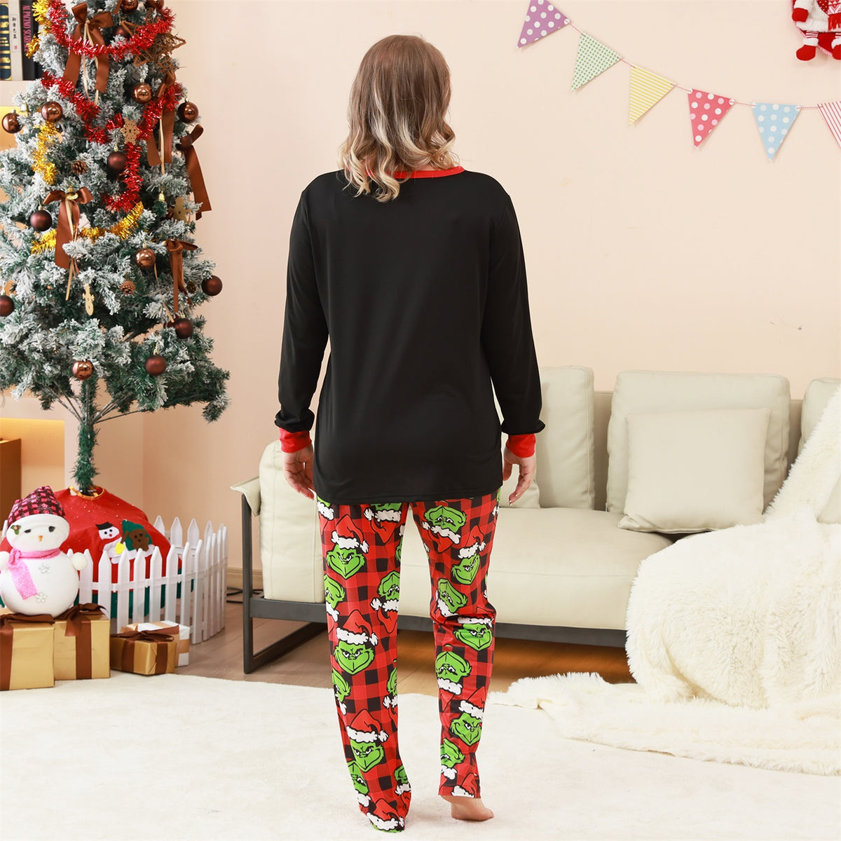 Christmas Lounge Set Grinch Character Print Matching Christmas Pajamas for Photos CHP-78