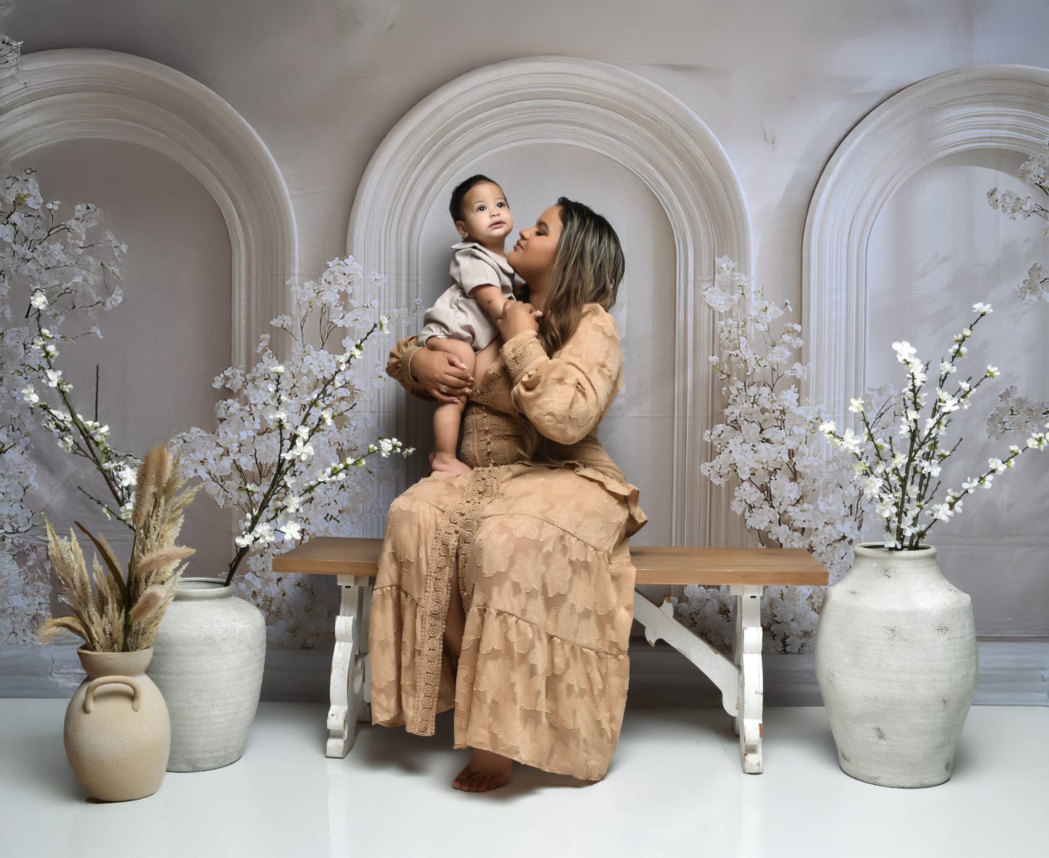 Boho Arch Photography Backdrop White Floral Backdrop BRP10-601