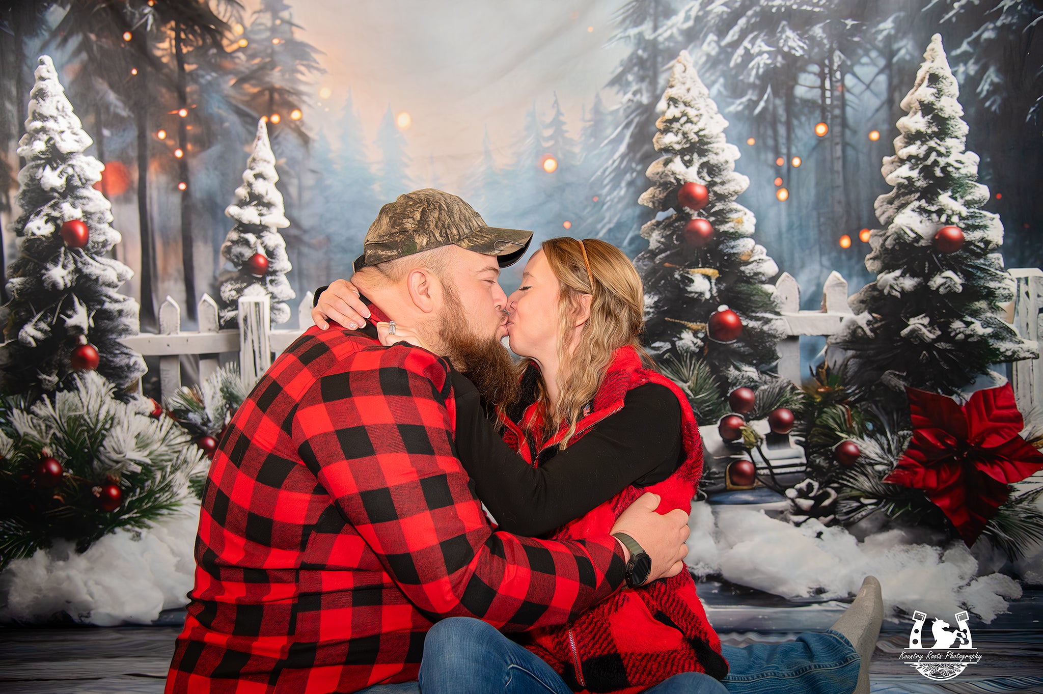 Christmas Snowy Forest Backdrop+Classic Wood Floor Backdrop RR8-571