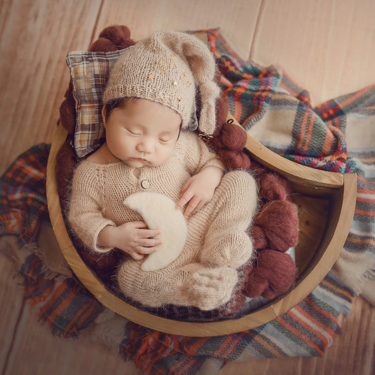 Wooden Moon Crescent Shaped Newborn Photography Props SYPJ5