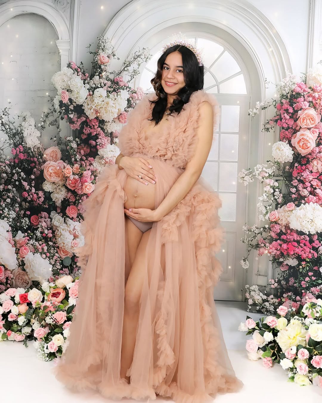 Mother's Day Backdrop Ideas Vibrant Flower White Arch Backdrop GQ2-163