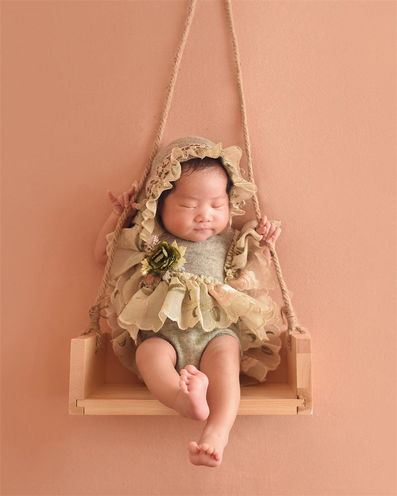 Wooden Swing Newborn Photography Props (With flowers) SYPJ11