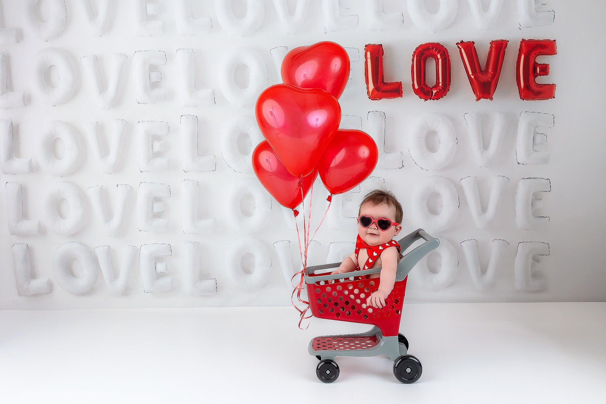 Valentine Backdrop White Red Love Letters Backdrop Valentine's Day Backdrop MRR9-53