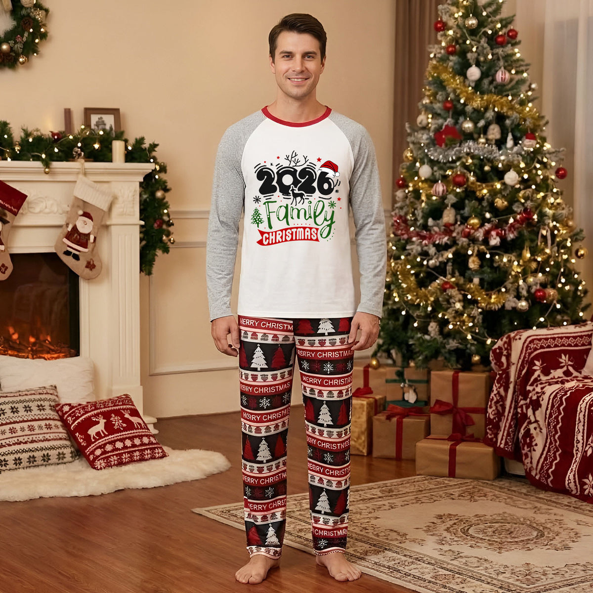 Christmas Pajamas Reindeer Family Festive Design Dad and Kids Christmas Pajamas CHP-59