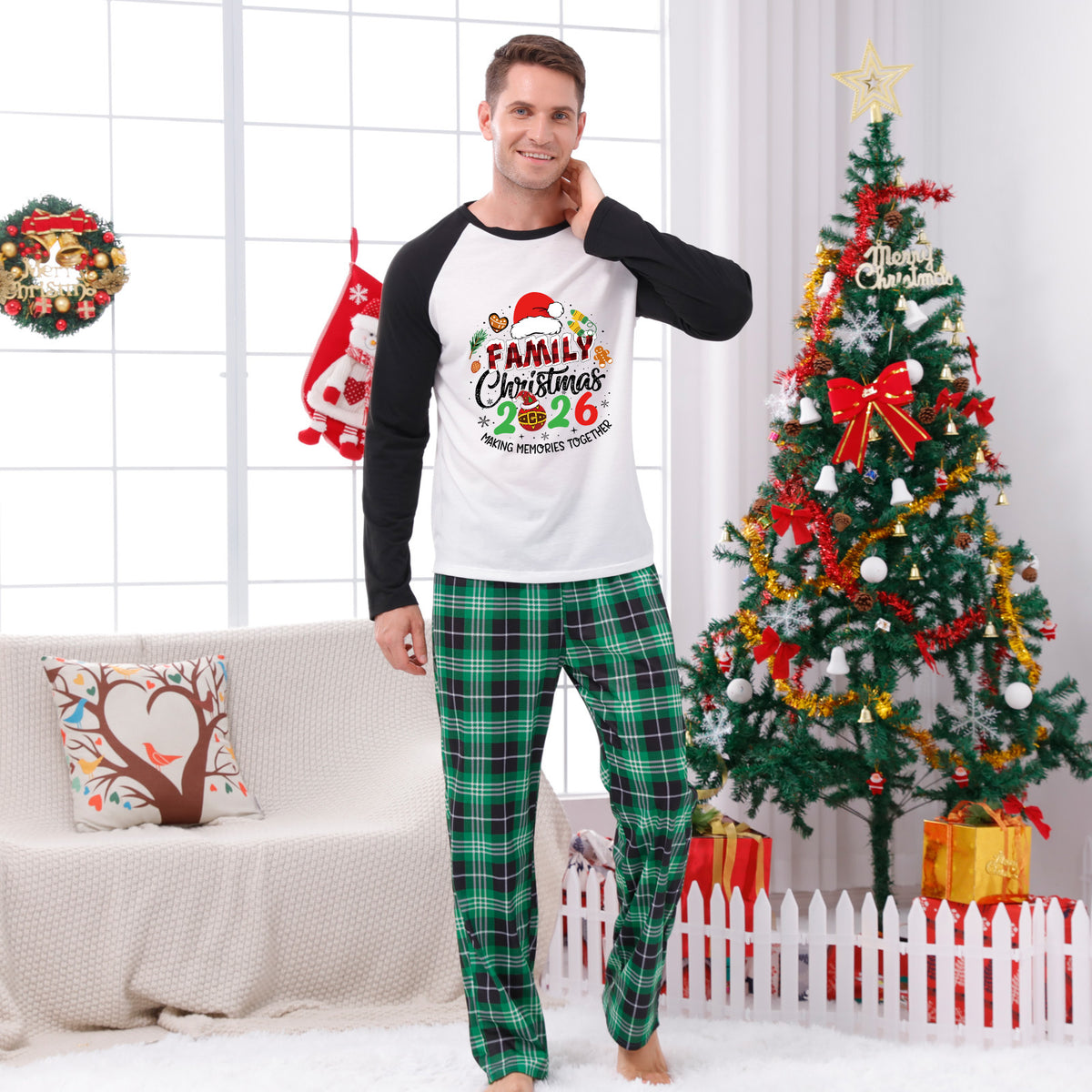 Christmas Photo Session Outfits Colorful Santa Family Graphic Family Christmas Pajamas CHP-64