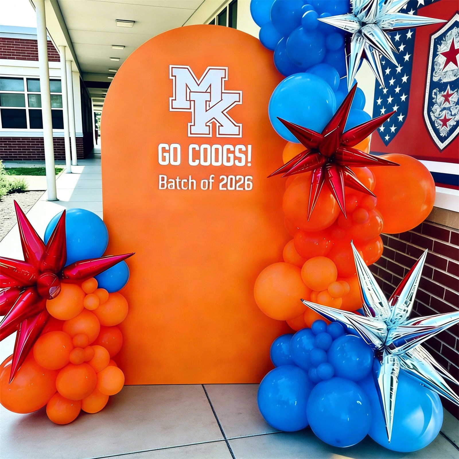 Personalized Graduation Backdrop Orange Color Custom Arch Backdrop Cover