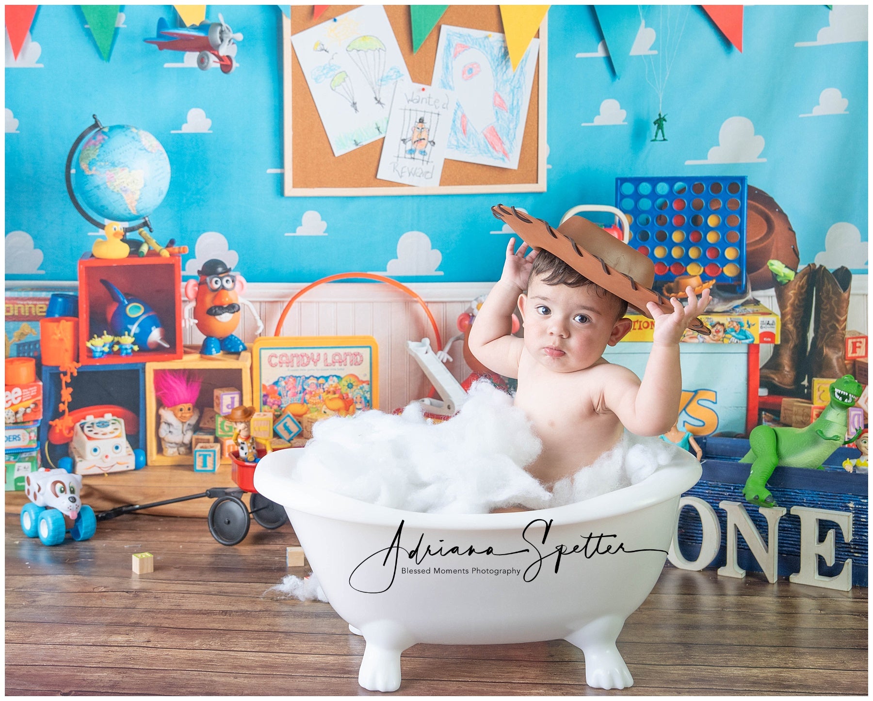 Back To School Backdrop Colorful Toy Story Playroom School Backdrop MRR9-114