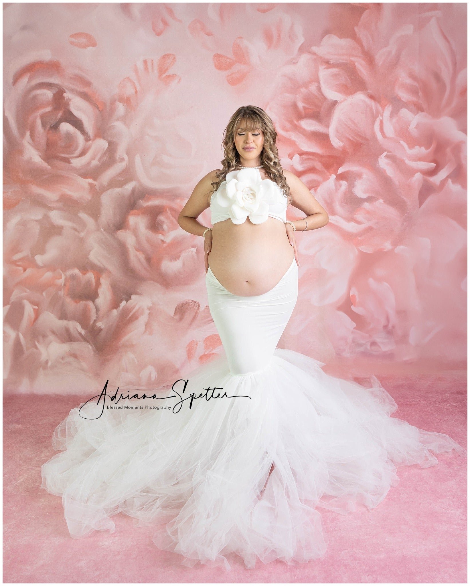Floral Backdrop Soft Pink Blooming Petals Flower Photo Backdrop MRR9-111