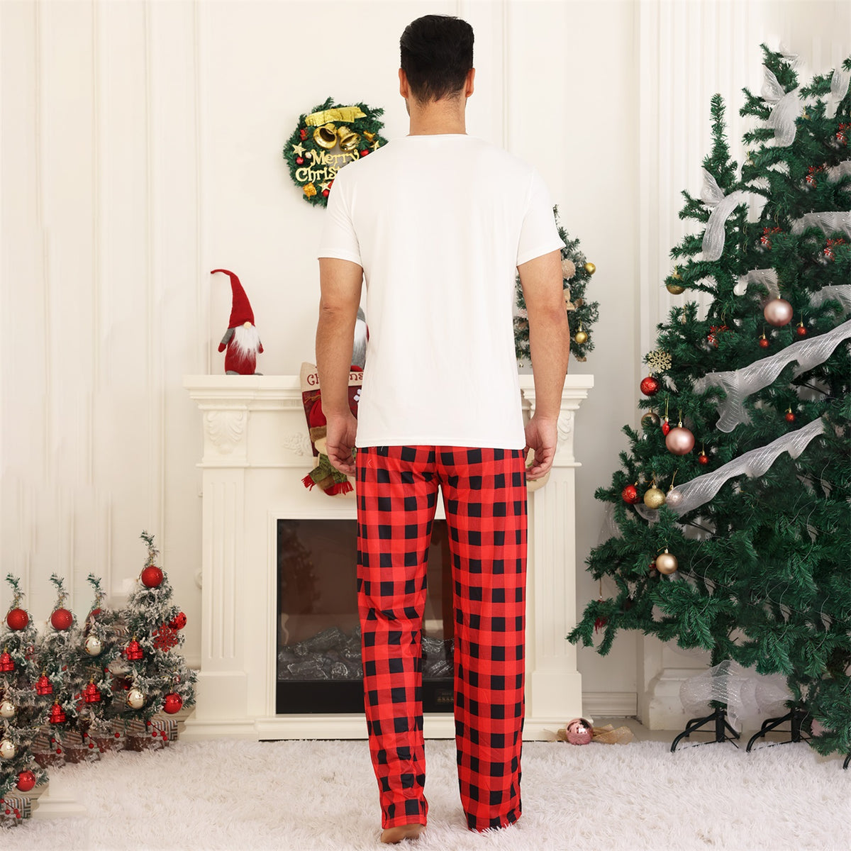 Matching Christmas PJs Santa Hat Script Snowflake Christmas Matching Pajamas CHP-28