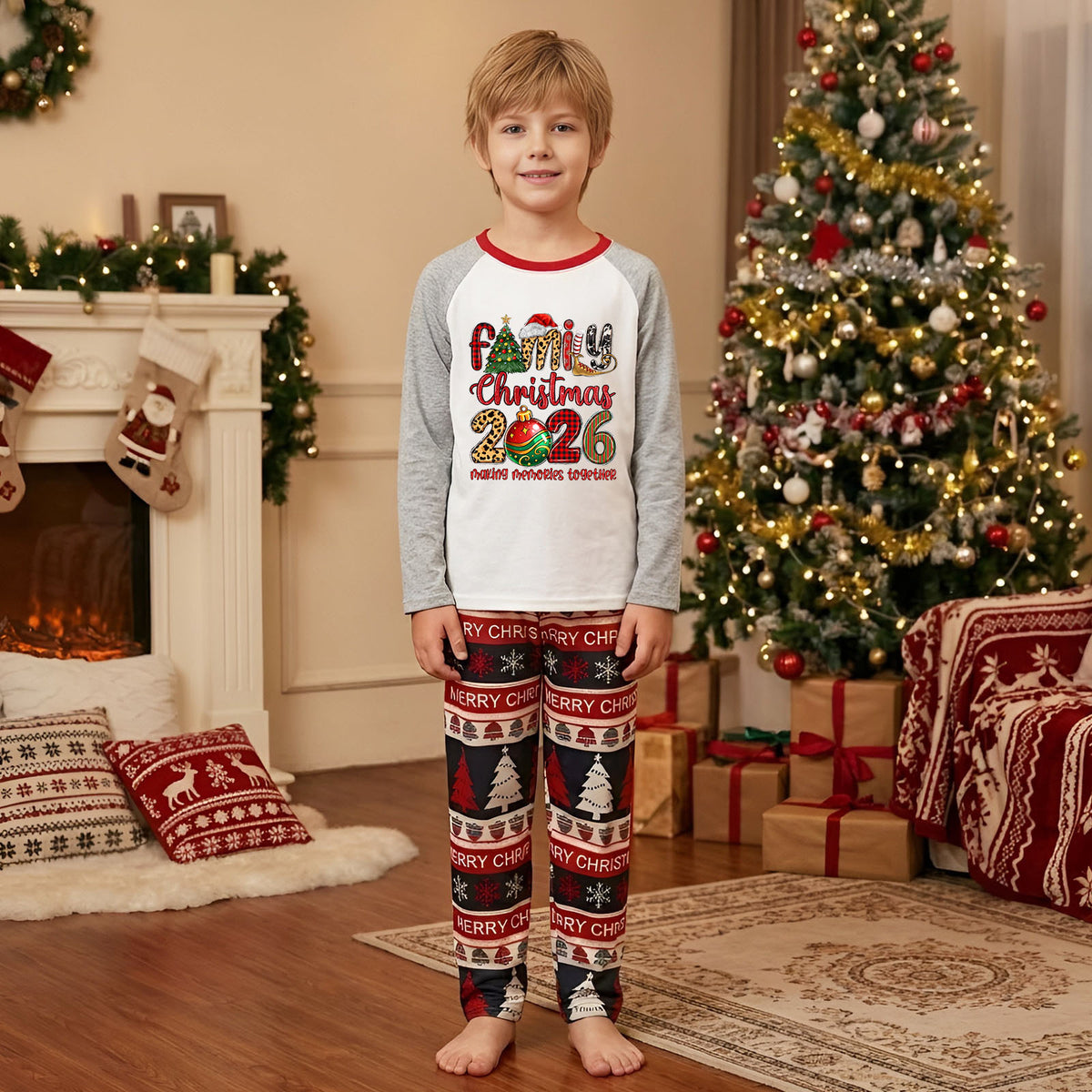 Christmas Pajama Photoshoot Ornate Family Holiday Typography Christmas Morning Pajamas CHP-62