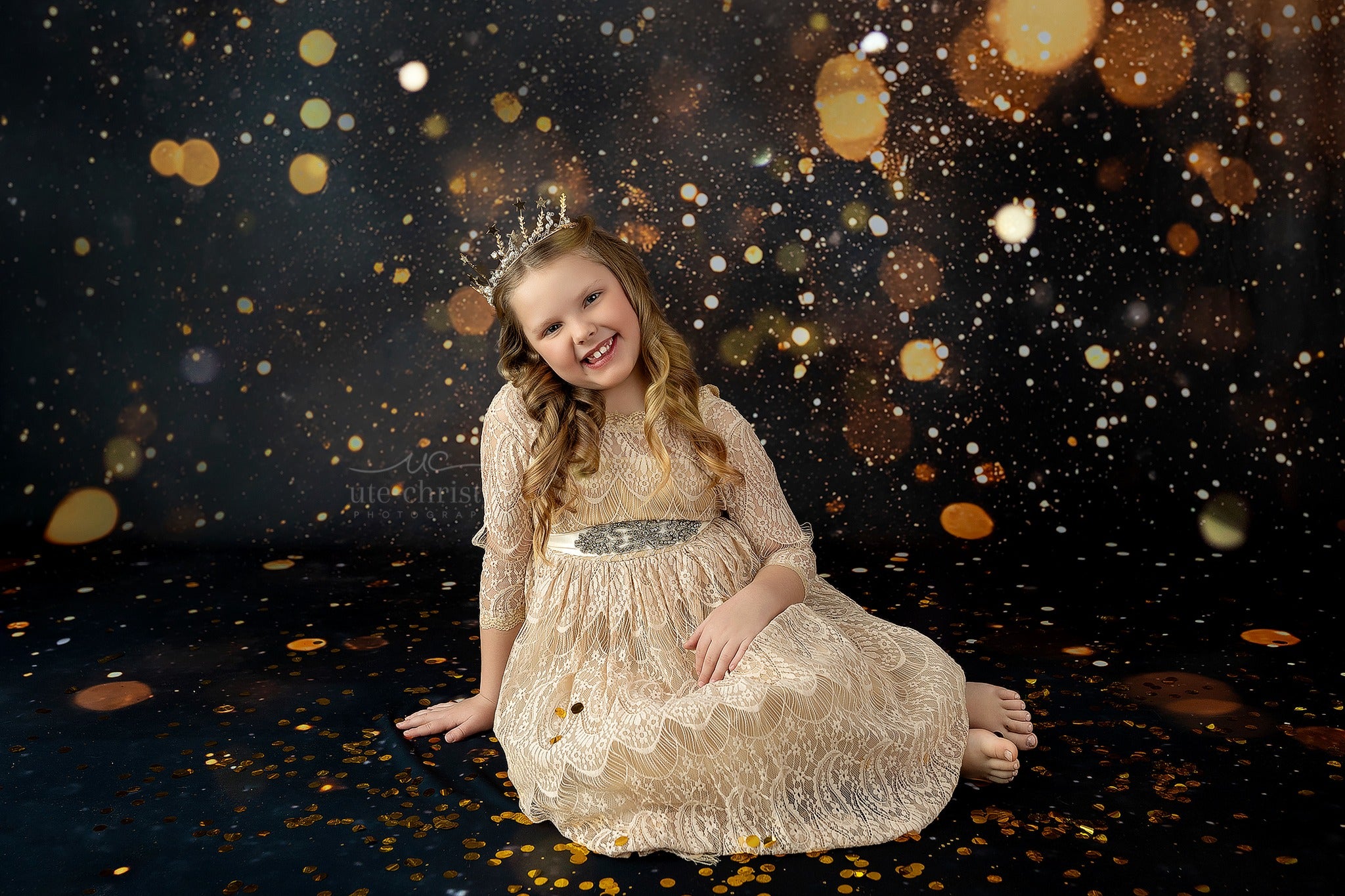 Glitter Bokeh Backdrop Golden Sparkling Glitter Lights Bokeh Backdrop MRR9-54