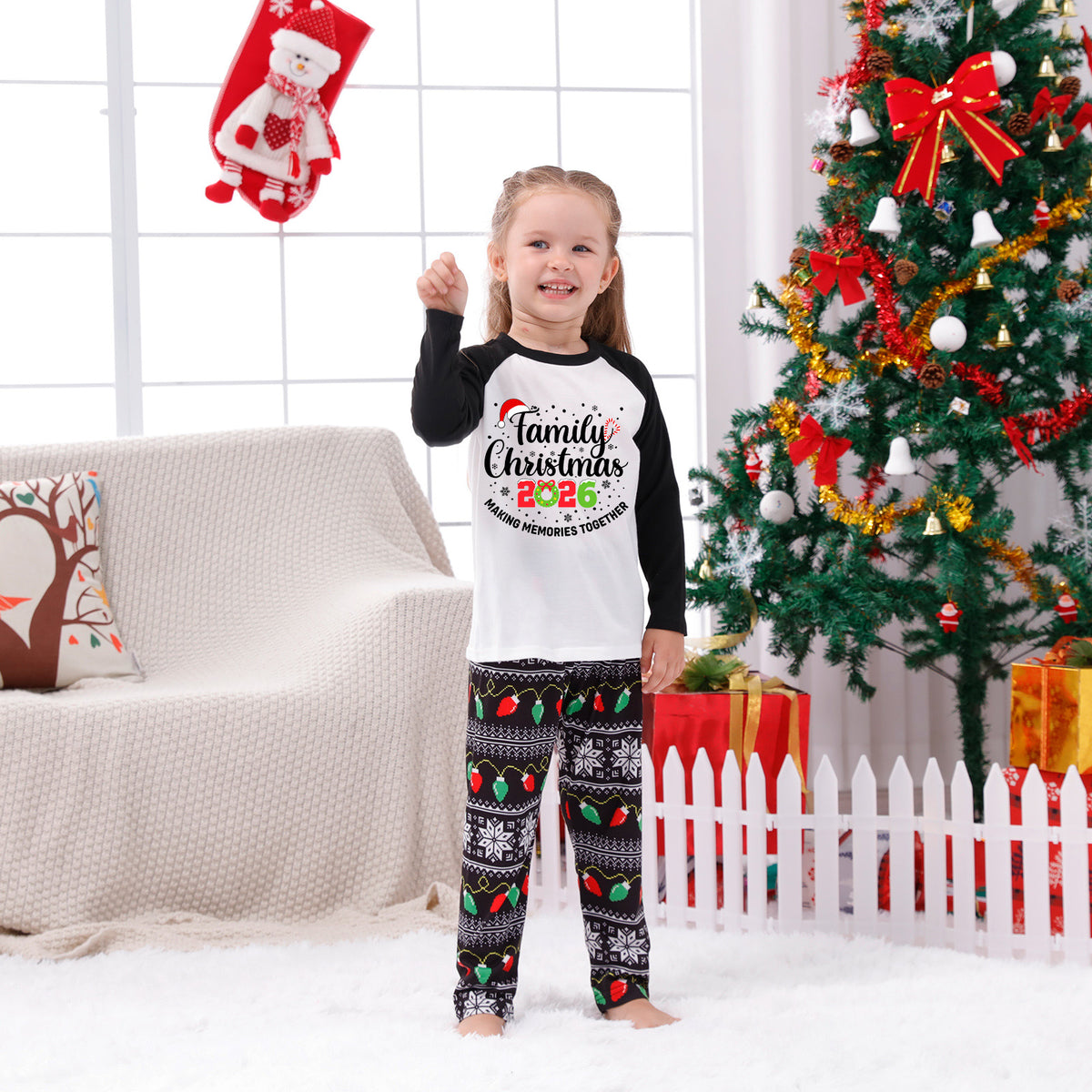 Christmas Pajamas Family Christmas 2026 Candy Cane Letter Print Matching Family Photoshoot Sleepwear CHP-124