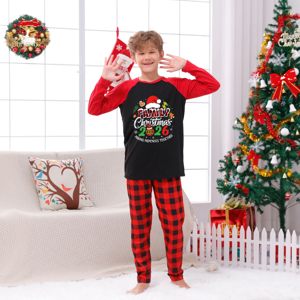 Christmas Sleepwear Santa Gingerbread Graphic Matching Family Christmas Pajamas CHP-45