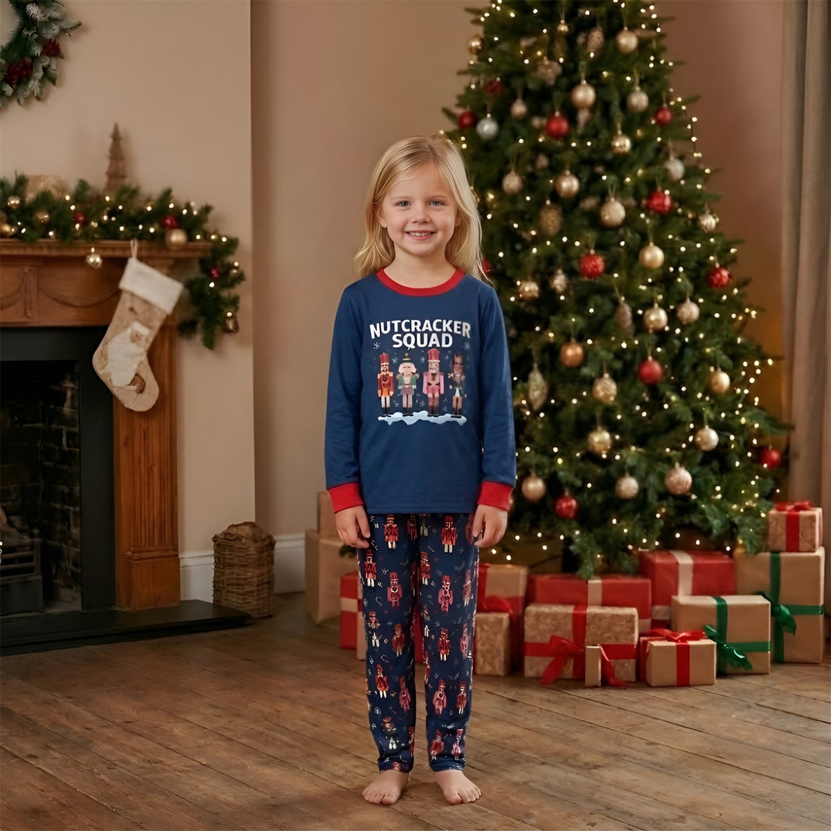 Christmas Family Pajamas Blue Nutcracker Soldier Print Matching Family Christmas Pajamas CHP-102