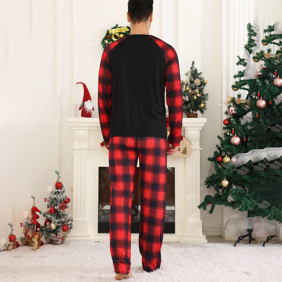 Christmas Plaid Pajamas Santa Hat Festive Typography Matching Christmas Pajamas CHP-43