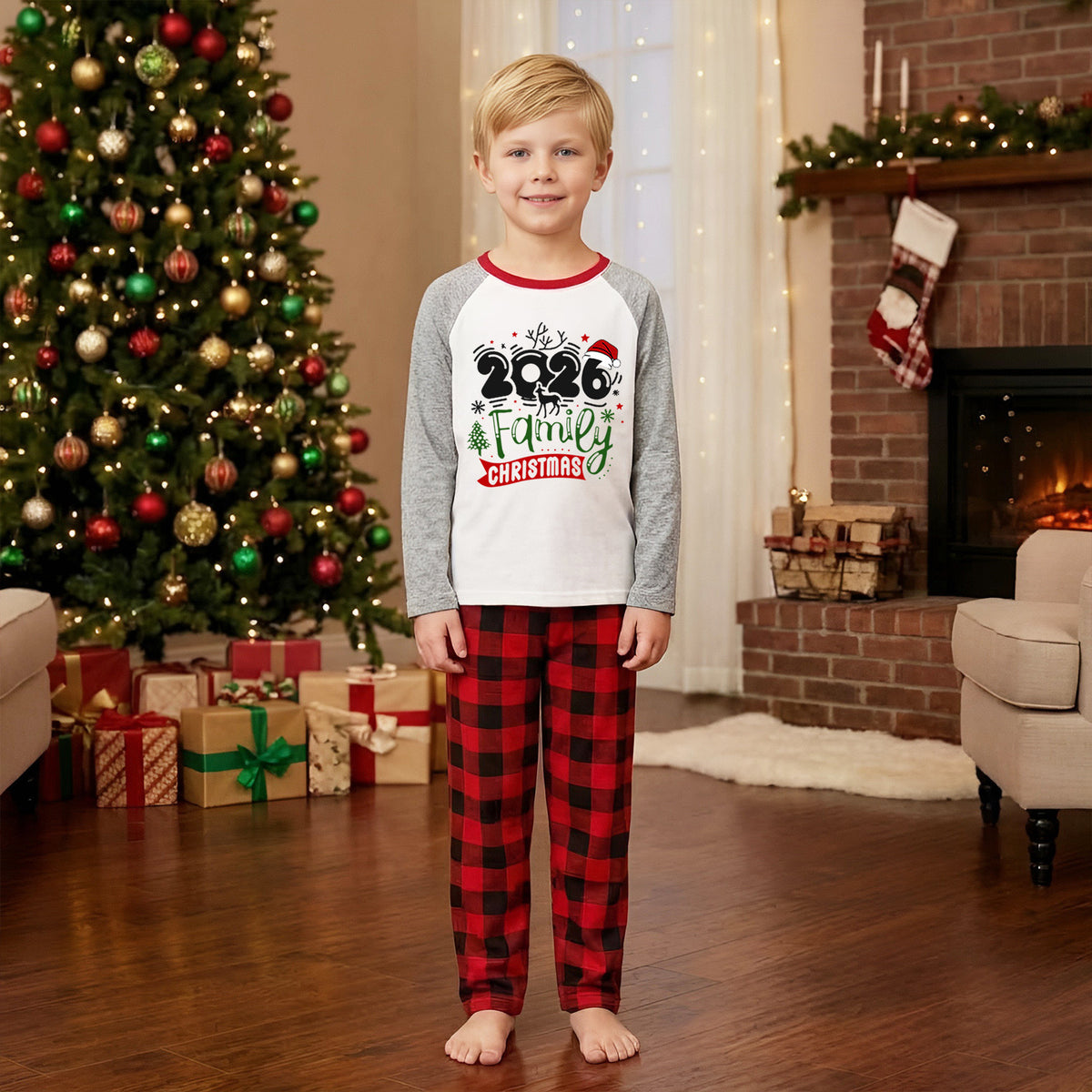 Christmas Pajamas Reindeer 2026 Family Christmas Banner Matching Family Photoshoot Outfit Christmas Sleepwear CHP-111
