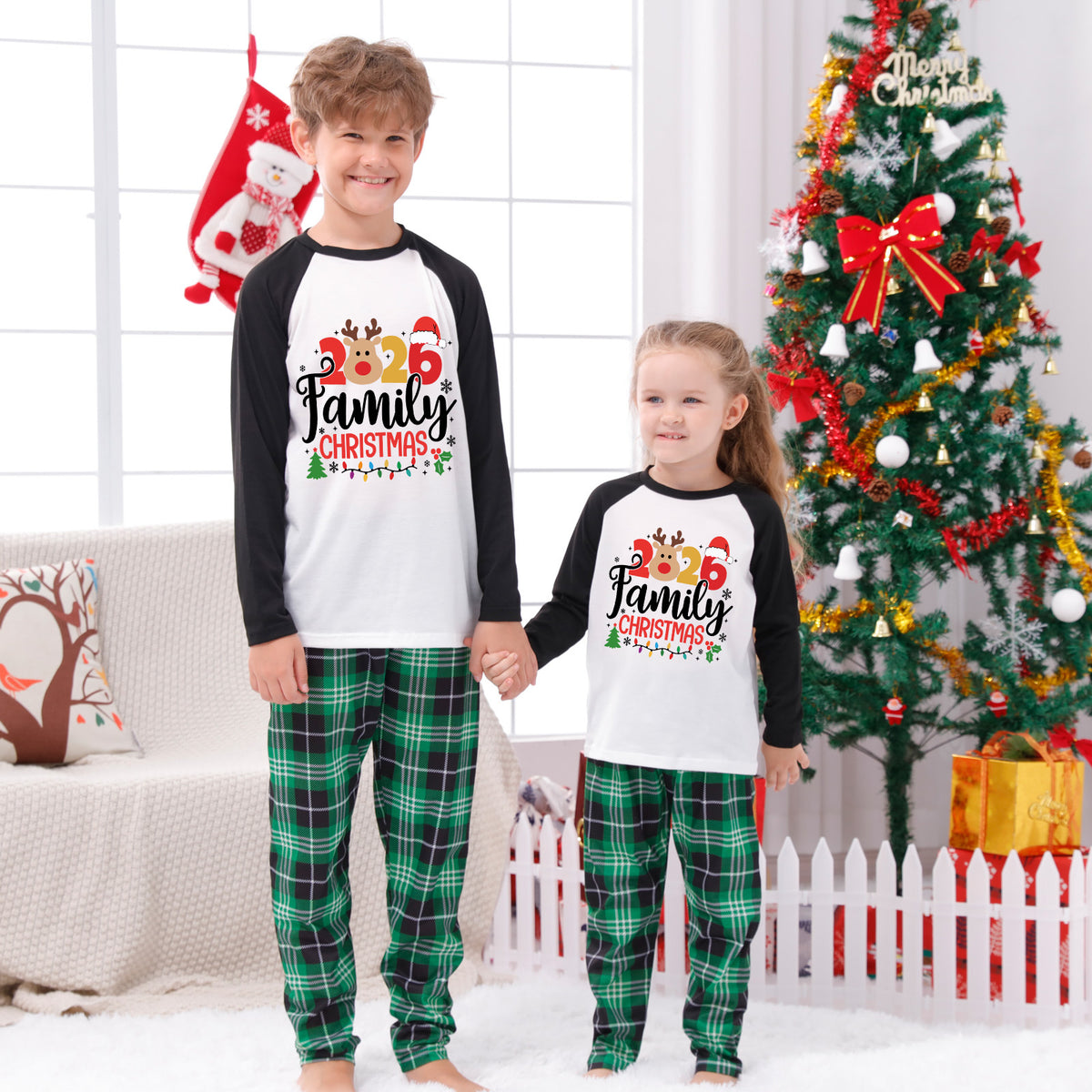 Christmas Morning Pajamas Reindeer Family Festive Typography Christmas Pajama Photoshoot CHP-66