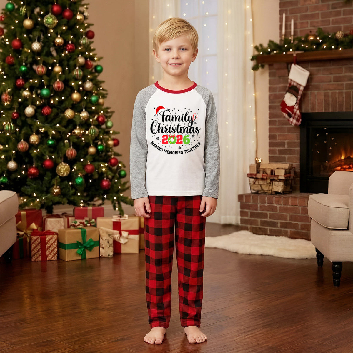 Christmas Pajamas Family Christmas 2026 Candy Cane Script Matching Family Photoshoot Outfit Christmas Sleepwear CHP-113