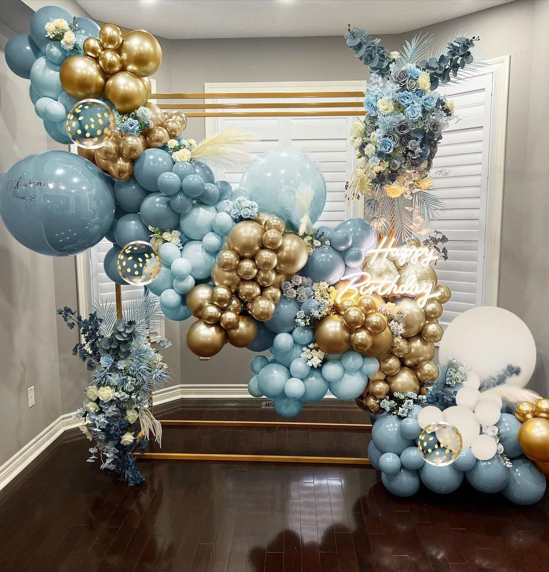 Matte Vintage Blue Baby Shower Ocean Birthday Party Decoration Balloon Garland BA43