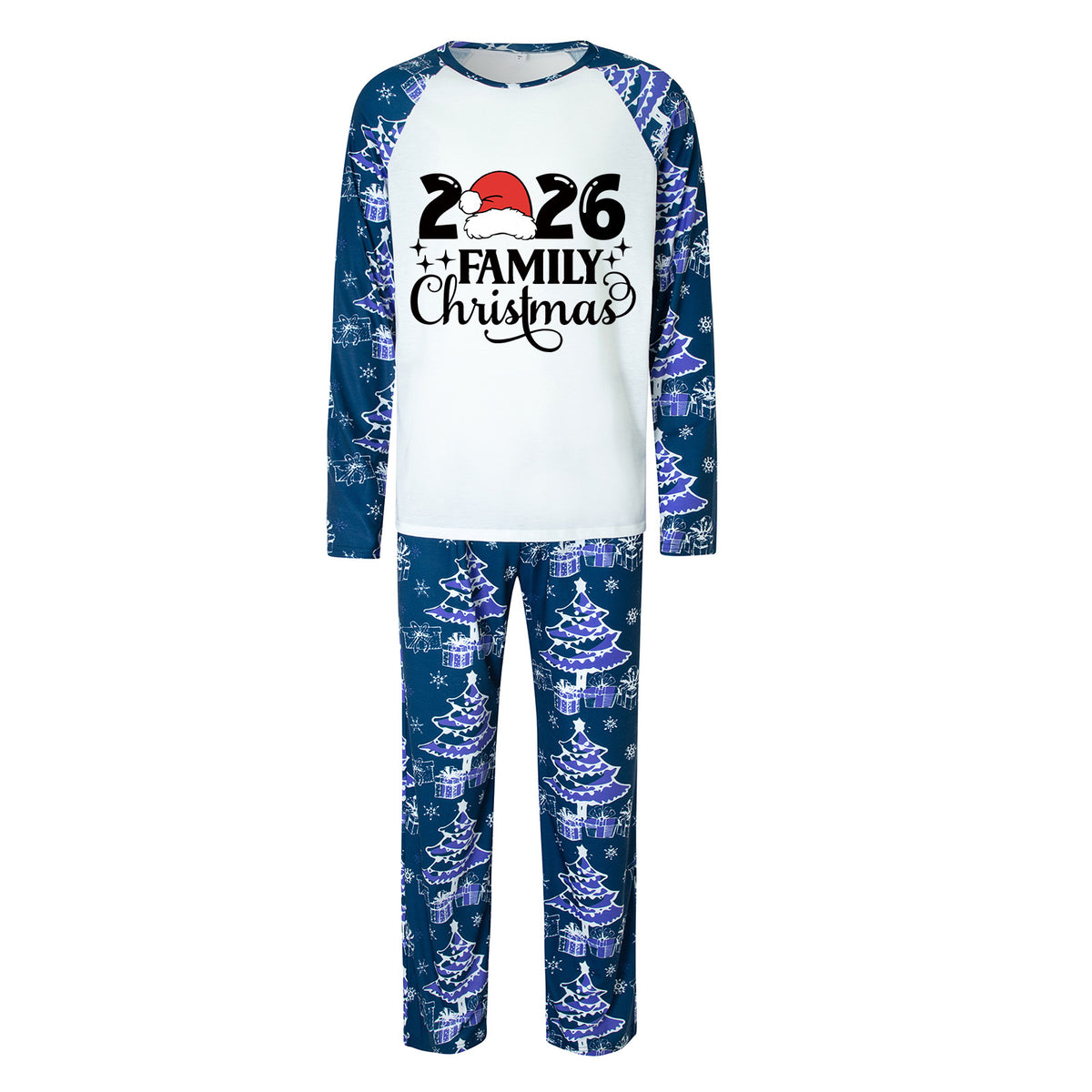 Christmas Pajamas 2026 Family Christmas Santa Hat Black Typography Matching Family Sleepwear CHP-138