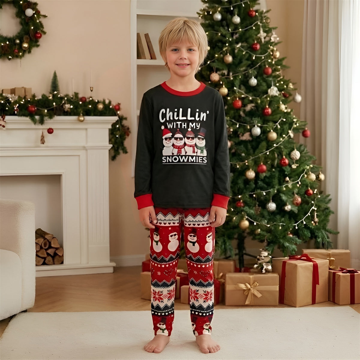 Christmas Eve Pajamas Chillin Snowman Fair Isle Family Christmas Pajamas CHP-103