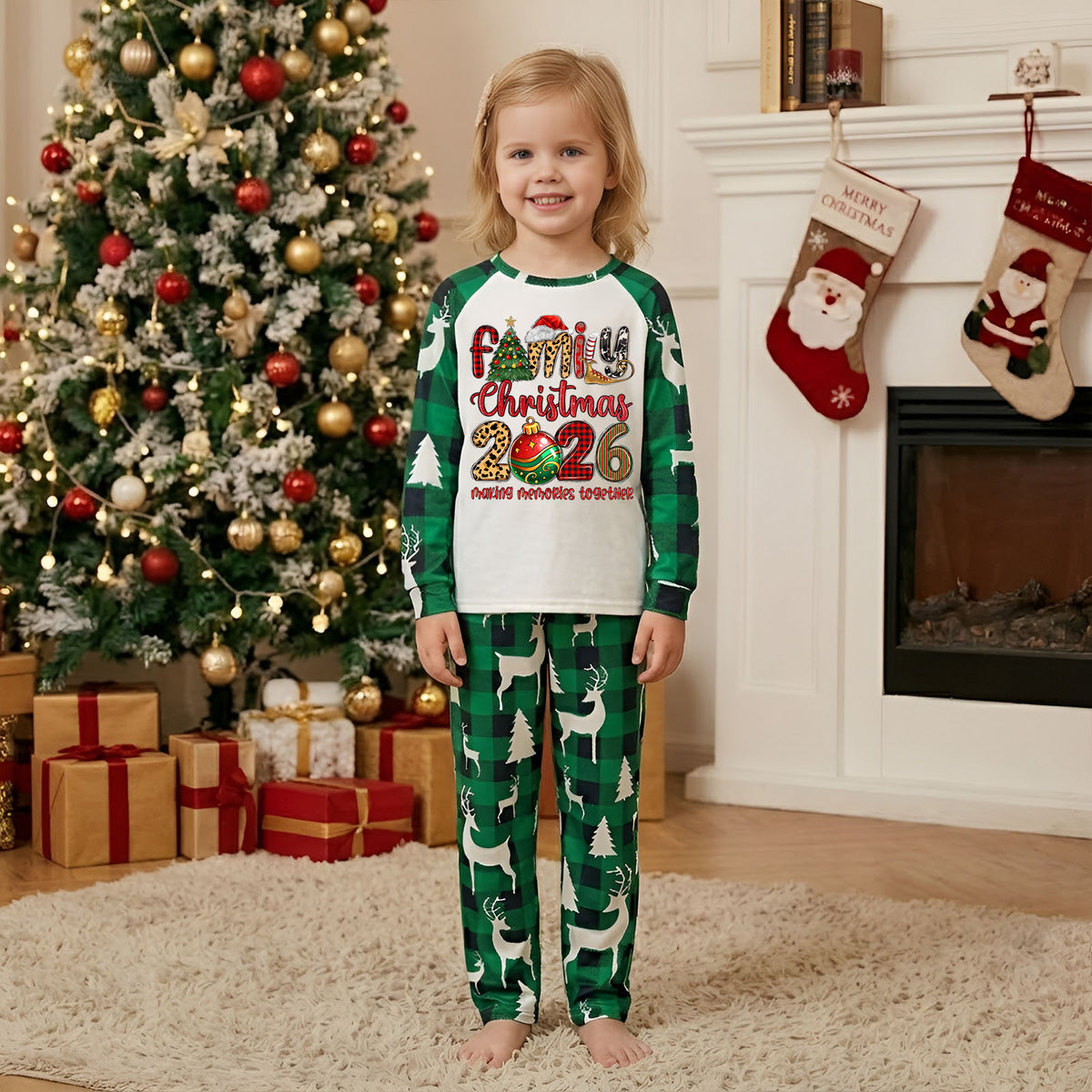 Christmas Eve Pajamas Colorful Letter Print Christmas Sleepwear CHP-10