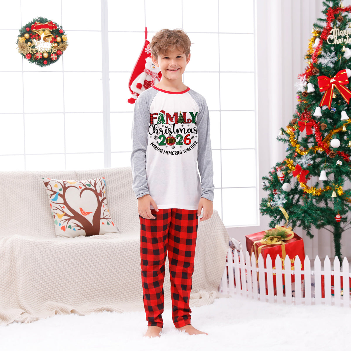 Christmas Pajamas Family Christmas 2026 Plaid Letter Print Matching Family Photo Outfit Christmas Sleepwear CHP-106