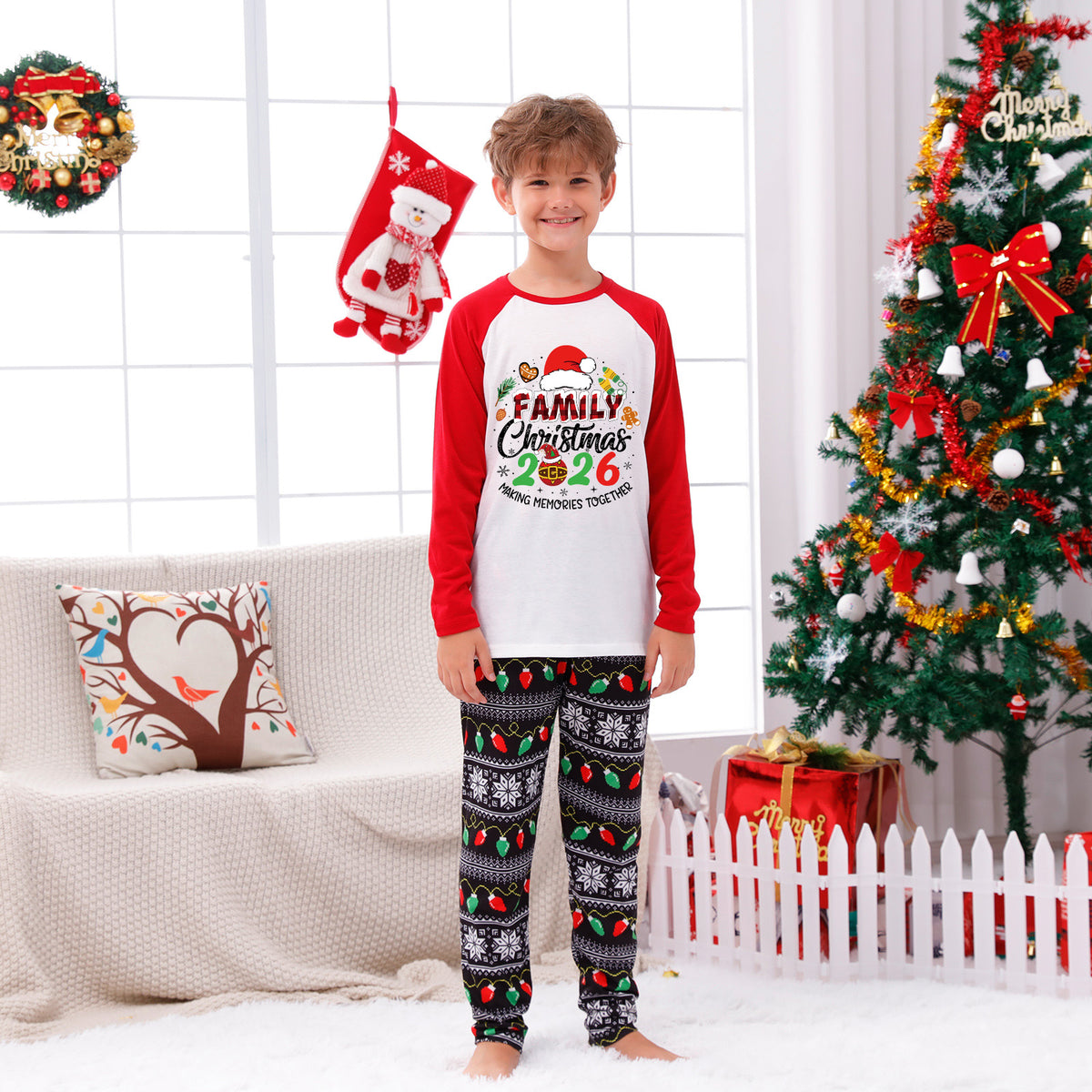 Christmas Pajamas Family Christmas 2026 Santa Hat Gingerbread Print Matching Family Sleepwear CHP-126