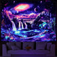 Blacklight Galaxy Tapestry Waterfall Landscape UV Reactive Wall Hanging