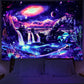 Blacklight Galaxy Tapestry Waterfall Landscape UV Reactive Wall Hanging