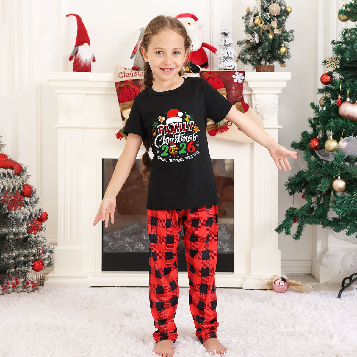 Gingerbread Christmas Pajamas Santa Hat Ornaments Dad and Kids Christmas Pajamas CHP-30