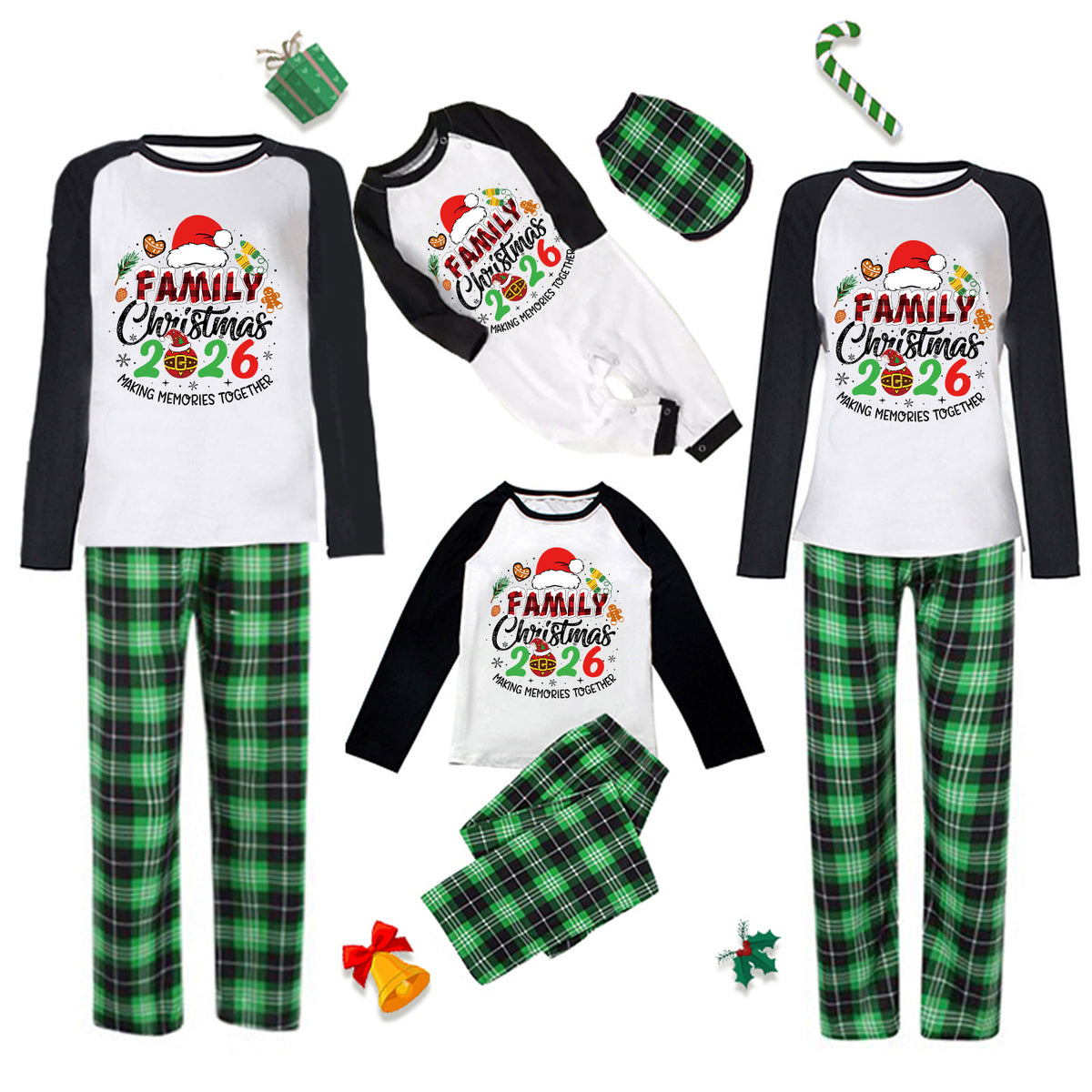 Christmas Photo Session Outfits Colorful Santa Family Graphic Family Christmas Pajamas CHP-64