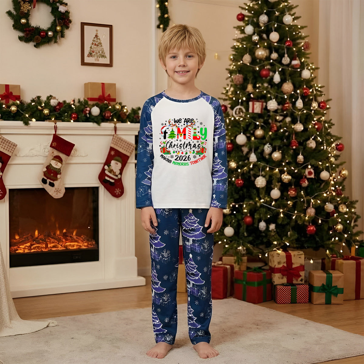 Christmas Pajamas We Are Family 2026 Candy Cane Gift Christmas Light Print Matching Family Sleepwear CHP-143