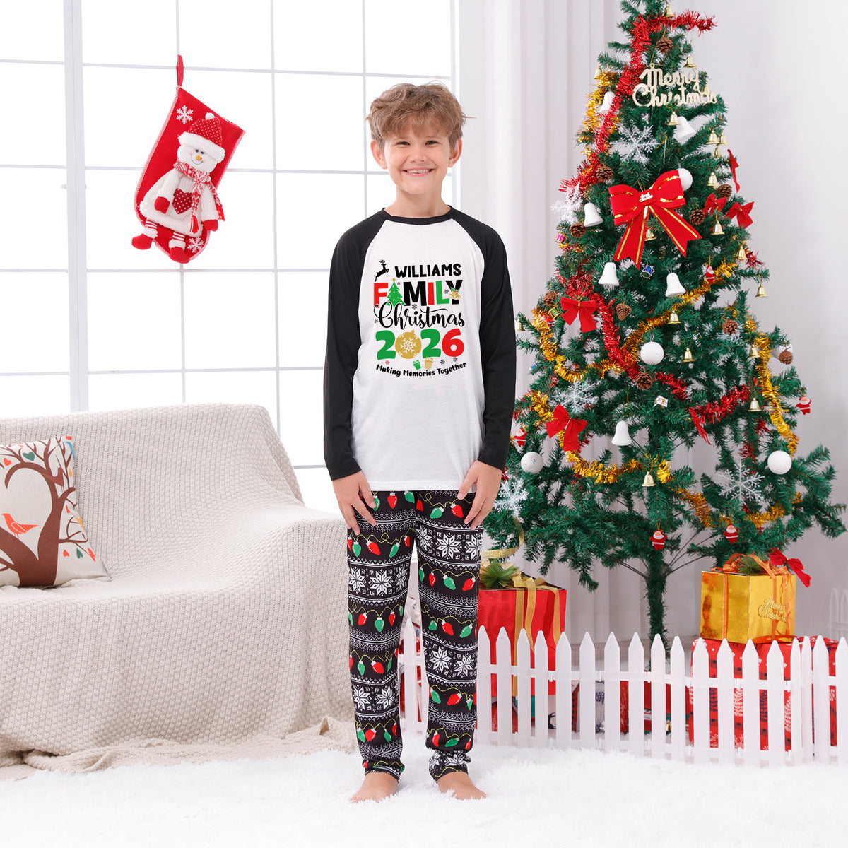 Personalized Christmas Pajamas Williams Family 2026 Matching Family Photoshoot Sleepwear CHP-120
