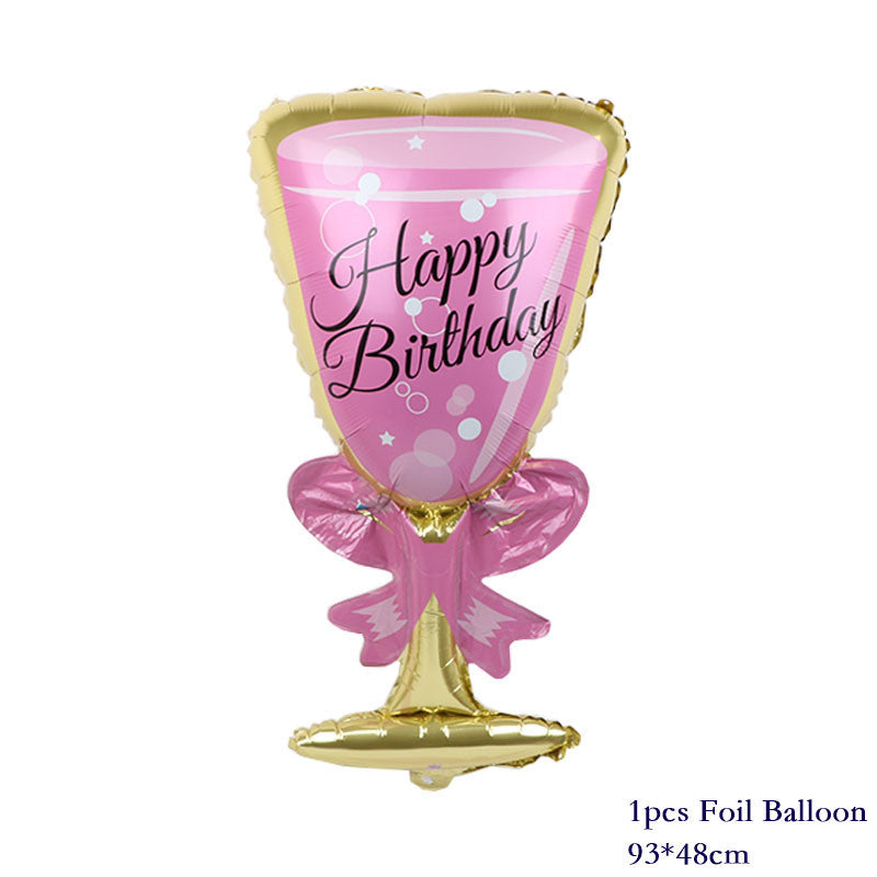 Birthday Party Aluminium Film Balloon Wine Glasses Adult dinner atmosphere decoration BA30
