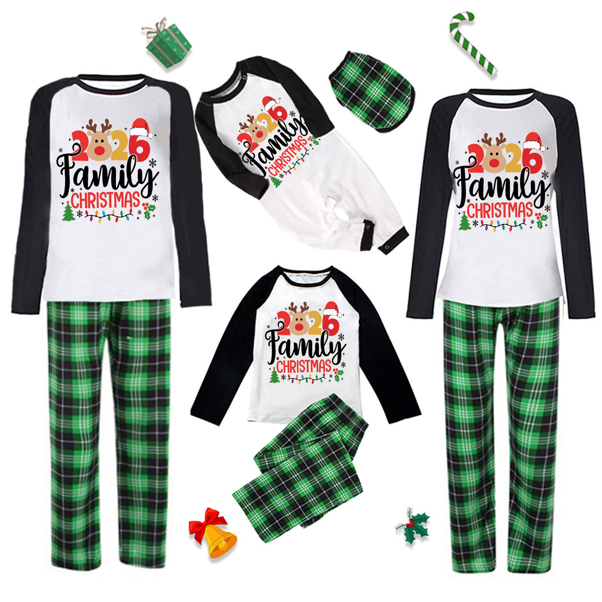 Christmas Morning Pajamas Reindeer Family Festive Typography Christmas Pajama Photoshoot CHP-66