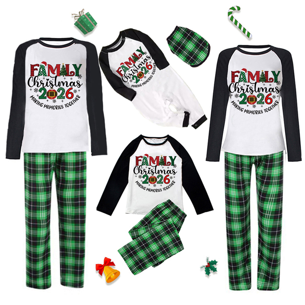 Matching Christmas Pajamas for Photos Classic Green Plaid Family Holiday Pajamas CHP-63