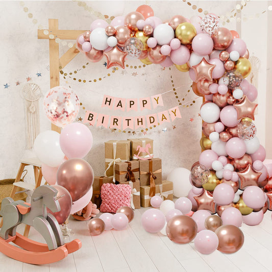 Wedding Party Pink Rose Gold Balloon Chain BA12