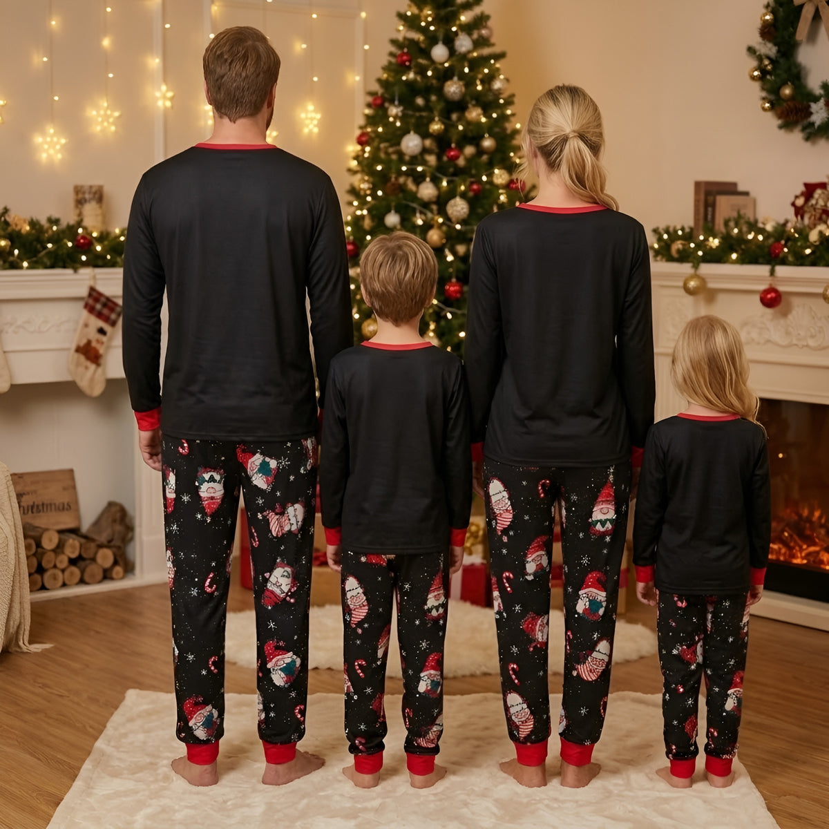 Christmas Matching Pajamas Ho Ho Ho Santa Gnome Print Matching Christmas Pajamas CHP-101