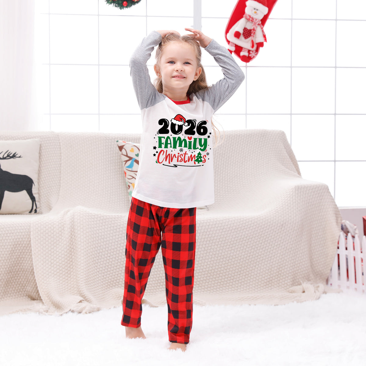 Christmas Pajamas 2026 Family Christmas Red Green Letter Print Family Photo Outfit Christmas Sleepwear CHP-110