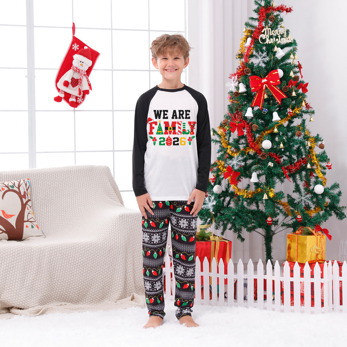 Christmas Pajamas We Are Family 2026 Print Matching Family Photoshoot Sleepwear CHP-121