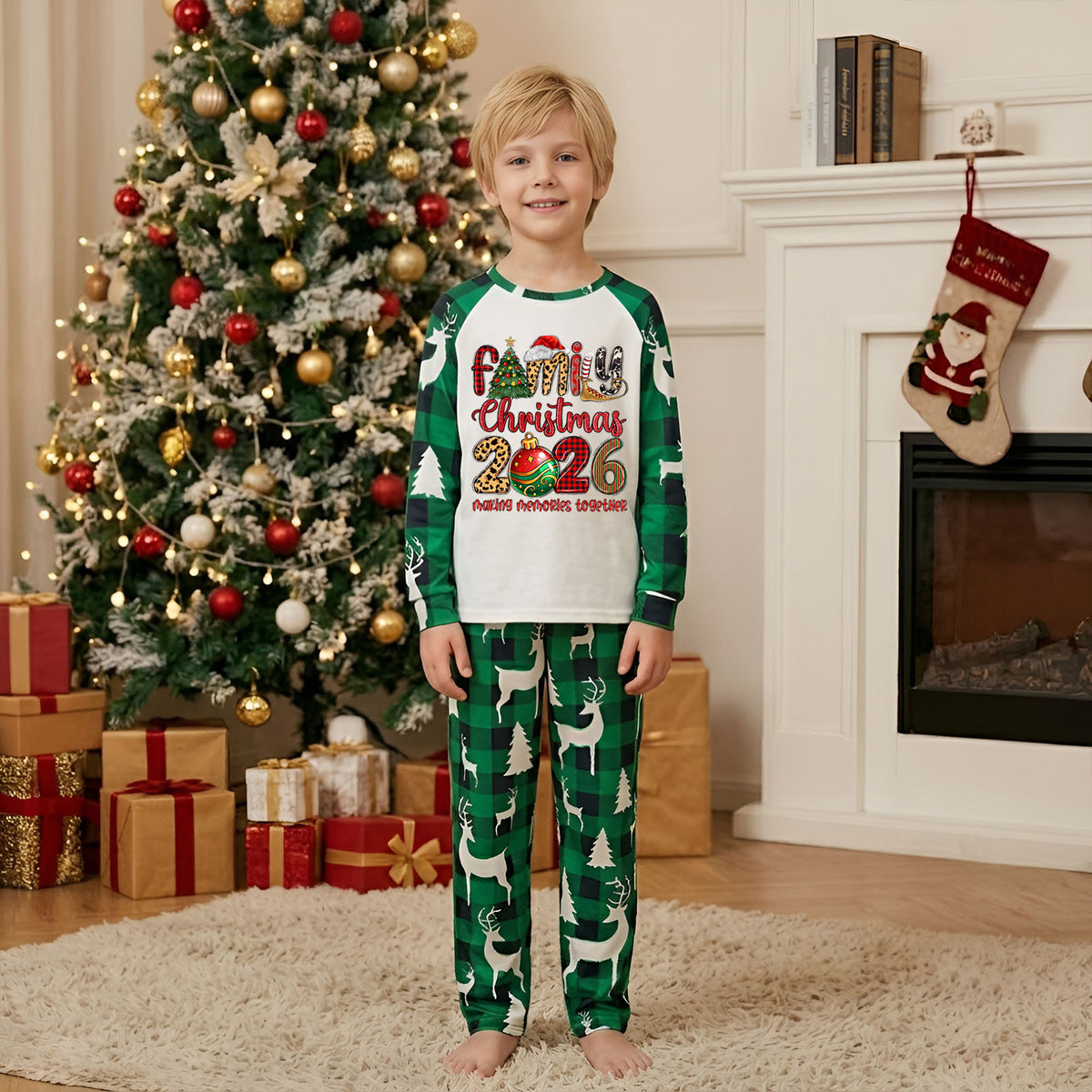 Christmas Eve Pajamas Colorful Letter Print Christmas Sleepwear CHP-10