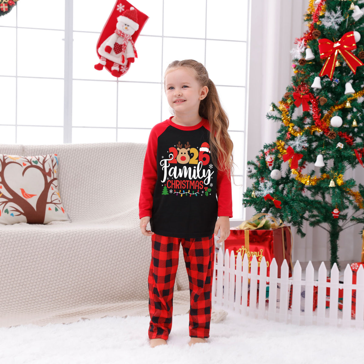 Reindeer Christmas Pajamas Reindeer Family Festive Typography Christmas Sleepwear CHP-47