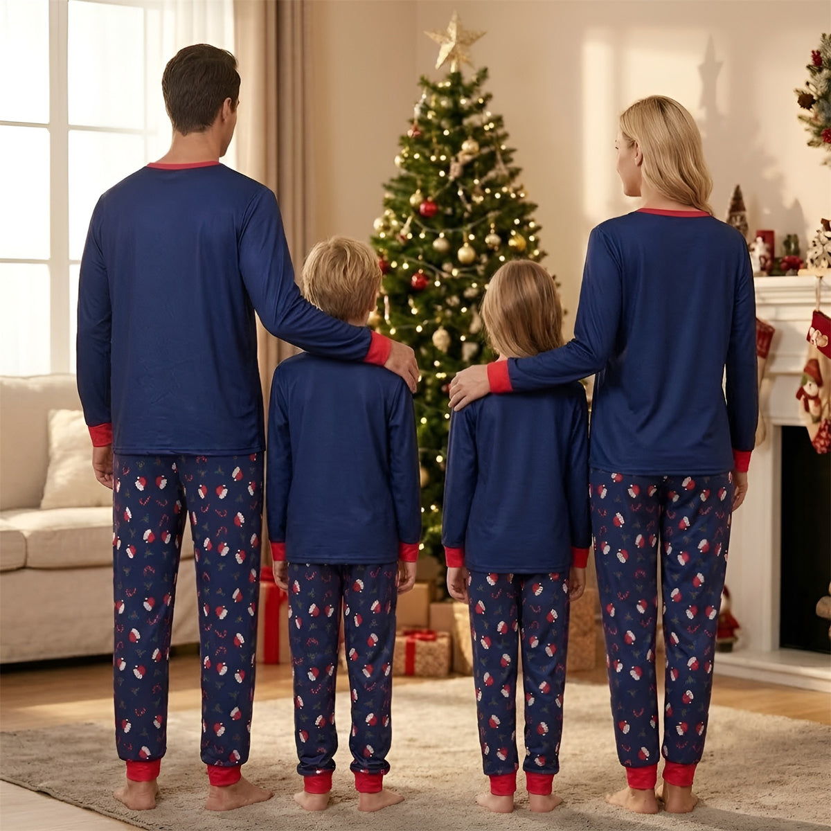 Matching Christmas Pajamas for Photos Merry Reindeer Santa Print Family Christmas Pajamas CHP-105