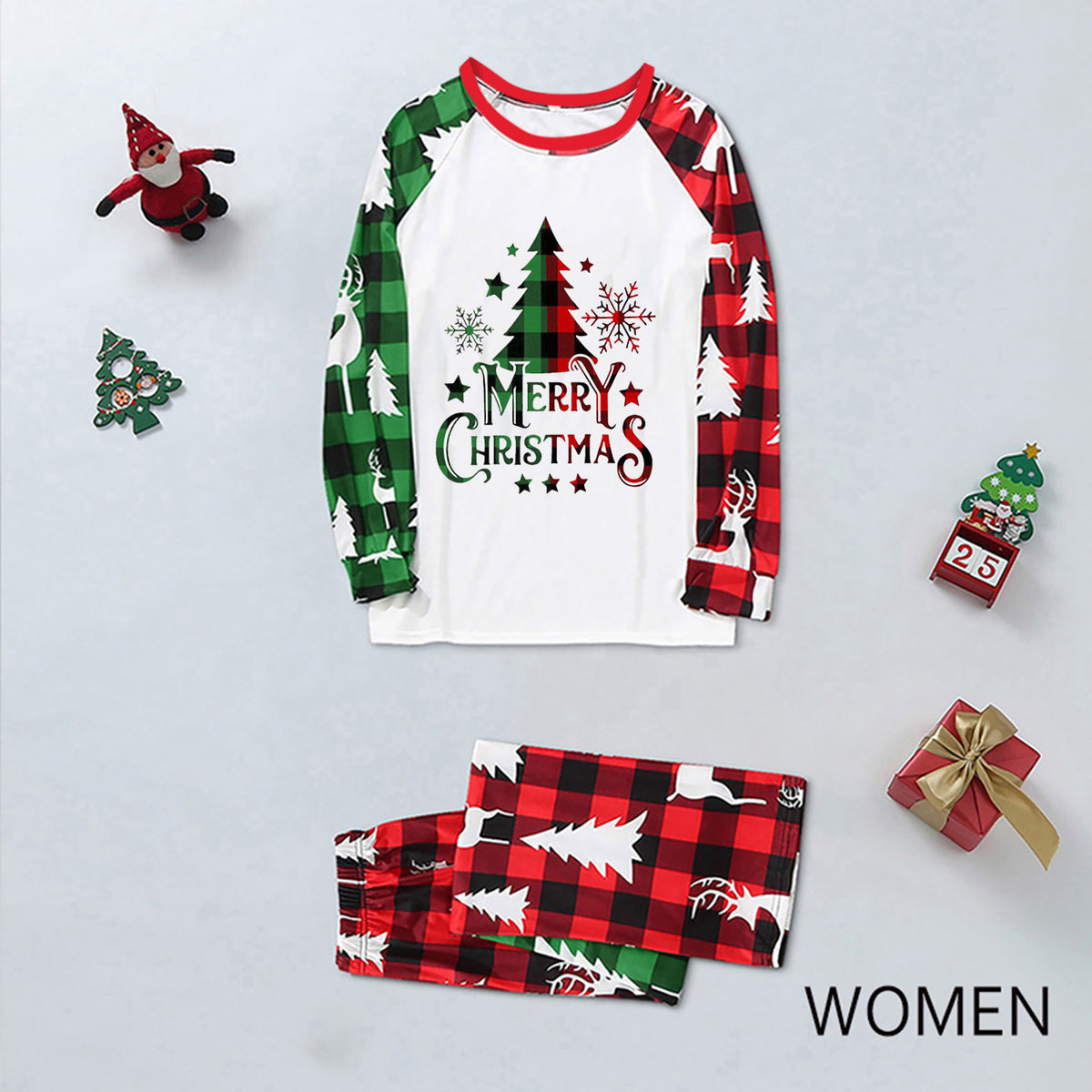 Christmas Pajamas for Family Photos Merry Tree Reindeer Print Mommy and Me Christmas Pajamas CHP-89