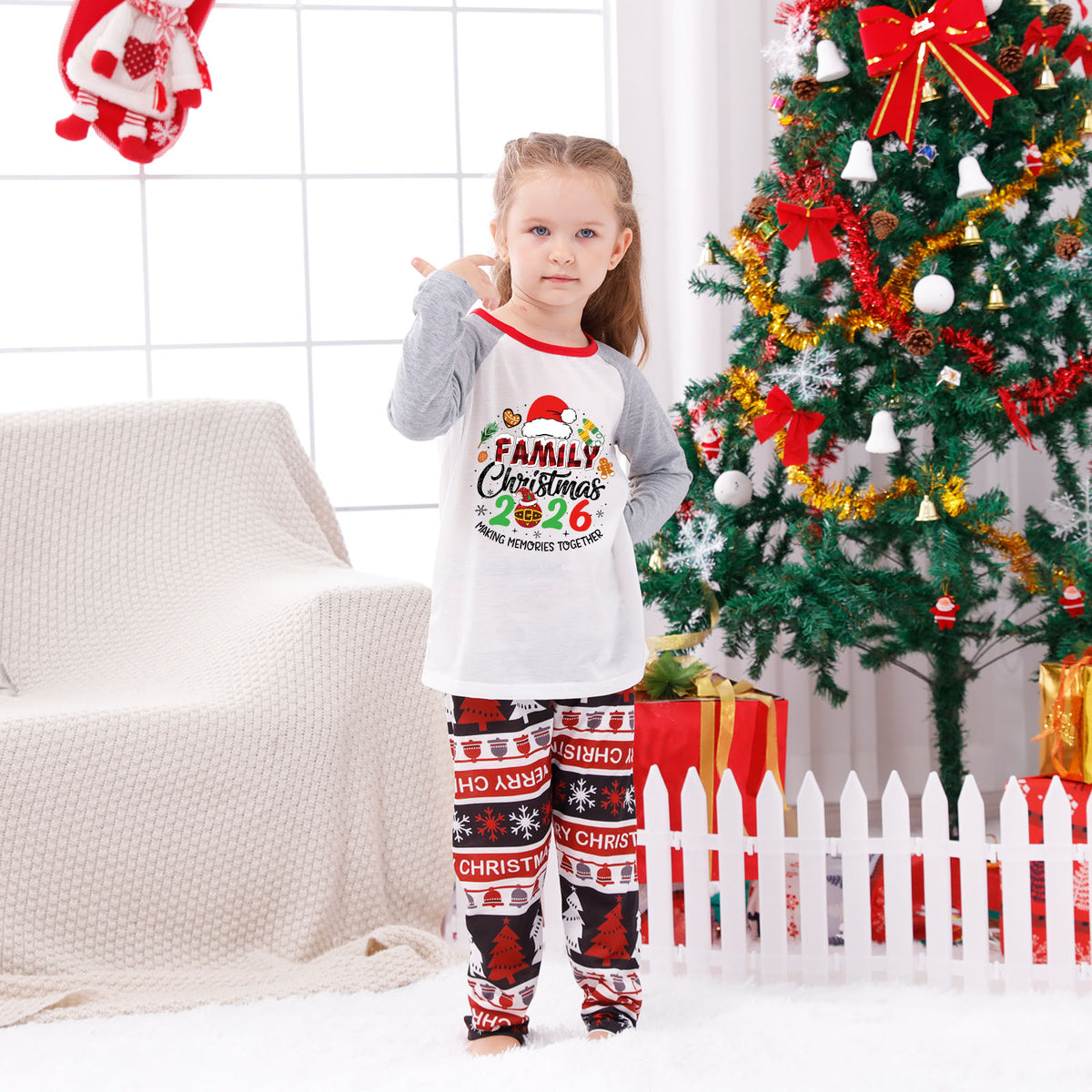Matching Christmas Pajamas Santa Gingerbread Print Graphic Christmas Family Pajamas CHP-56