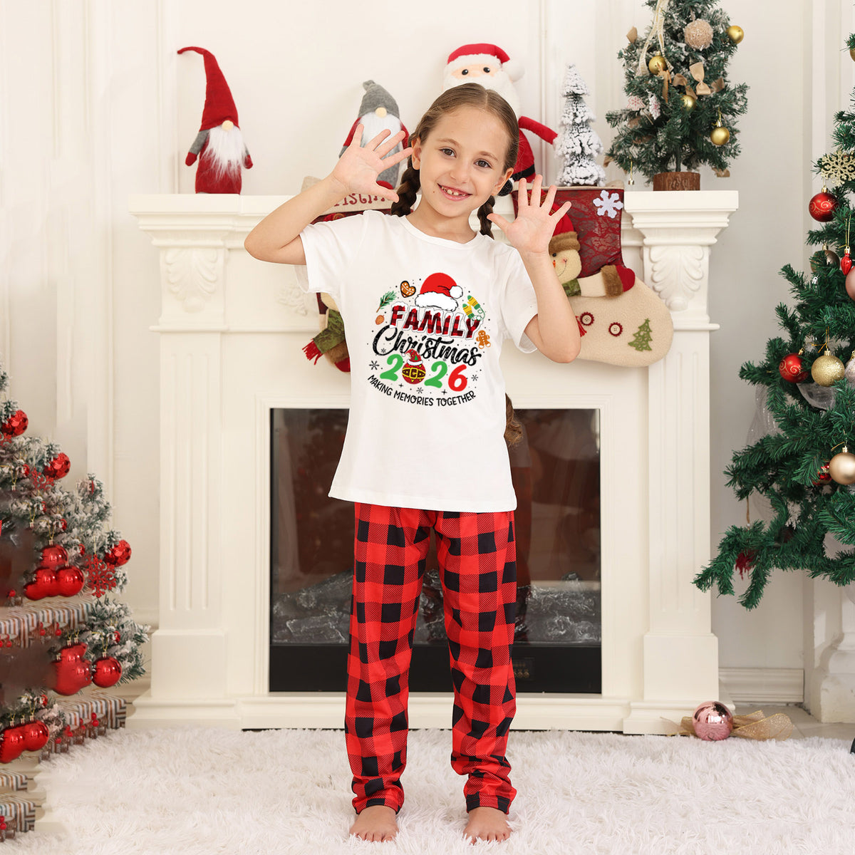 Christmas Pajama Set Santa Hat Memory Lettering Christmas Long Sleeve Pajamas CHP-22