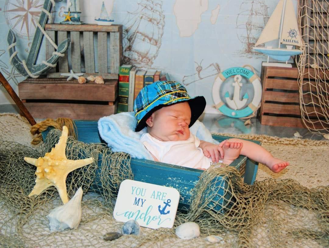 Newborn Backdrop Nautical Map Ships Helm Decor Kids Photo Backdrop MRR9-82